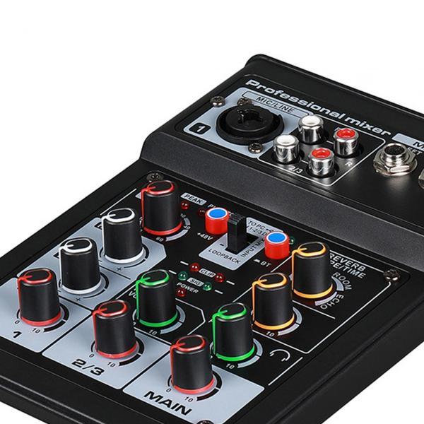 DJミキサー4チャンネルUSBインターフェース　サウンドコントローラー プロフェッショナルオーディオミキサー ステレオミキサー