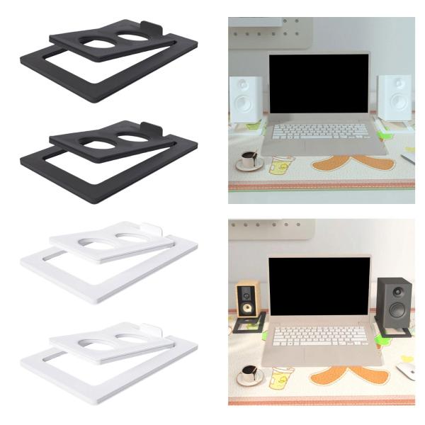 2個の傾斜デスクトップスピーカースタンド 本棚 PC スピーカー ノートパソコン スピーカー用 ブラック L