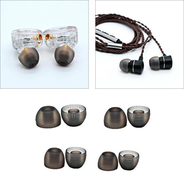 イヤホン交換用チップ イヤホンキャップ アクセサリー XS/S/M/L インイヤーヘッドホン用 グレー 取り付け簡単 取り外し可能 8個セット