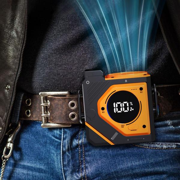 ウエストファン 丈夫で使いやすい ハンドヘルド冷却ファン アウトドア オフィス 釣り用 5000mAh オレンジ
