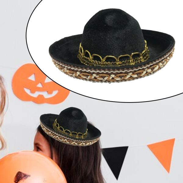 ソンブレロハット 軽量 スタイリッシュ パーティーコスチューム 大人用 ハロウィン フェスティバル ブラックハット ウィービングエッジ