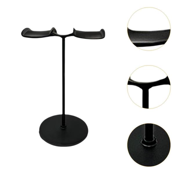 デスクのヘッドセットイヤホンスタンドダブルヘッド、メタルゲーミングデスクアクセサリーギフトデスク組織ヘッドフォンホルダー , 黒