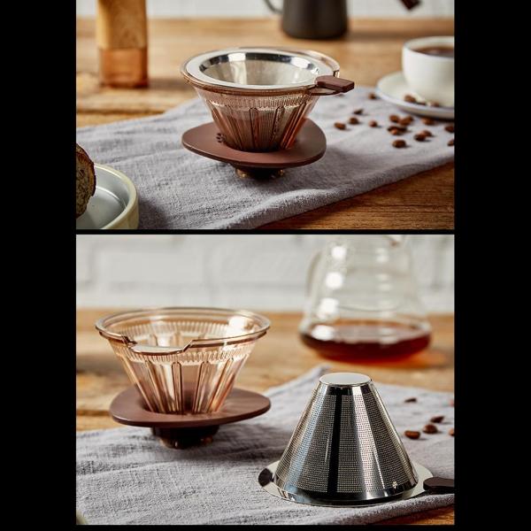 コーヒーコーンドリッパー珈琲フィルターカップステンレス製再使用可能
