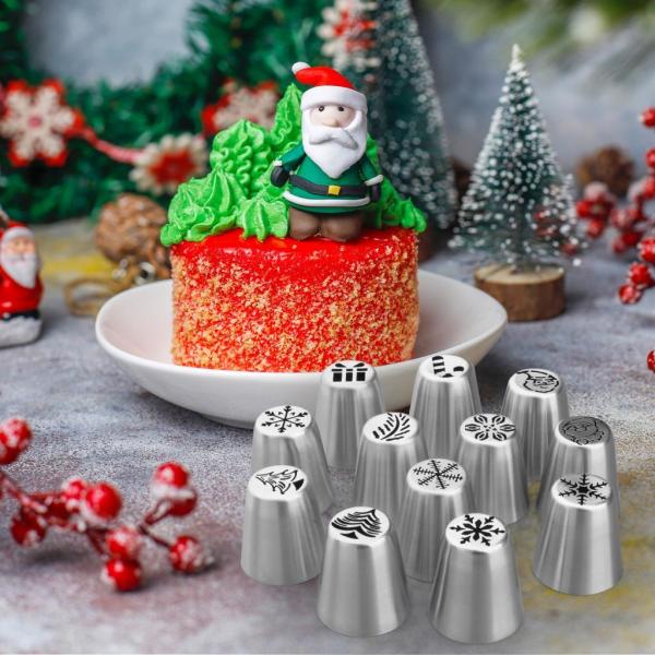 12ピース/個クリスマスペストリーロシアのアイシングパイピングNzleセットケーキデコレーション