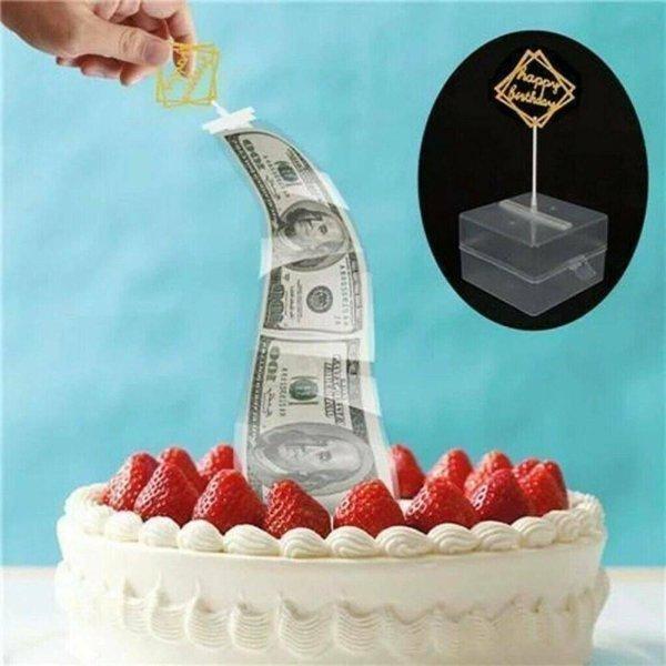 マネープルボックス 接続ポケット 誕生日ケーキトッパー 引っ張る貯金箱 サプライズボックス DIY ケーキトッパー