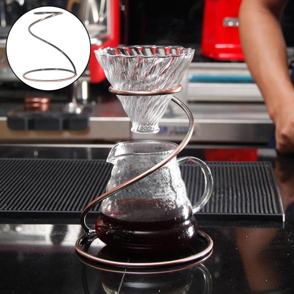 メタルティーコーヒードリップカップブラケットラックスパイラルフィルターフレームホルダーブロンズ