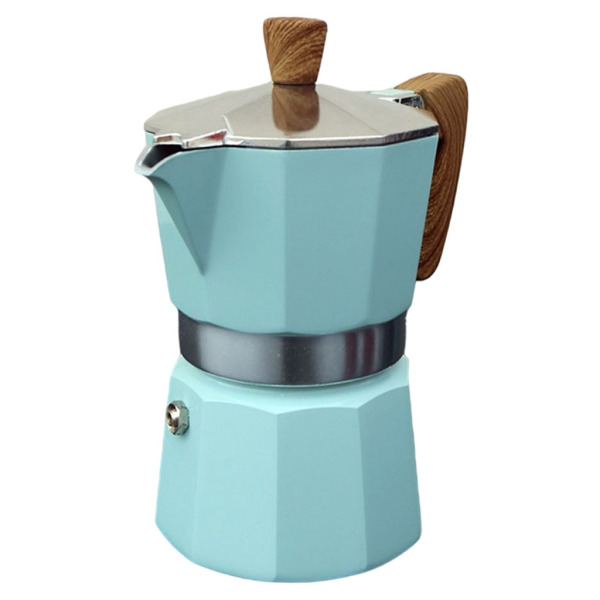 エスプレッソメーカーストーブトップパーコレーターポット実用モカコーヒーポット150 / 300mlブルー150ml