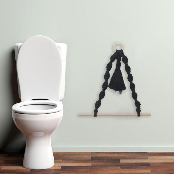 ナプキンホルダー壁掛けコットンロープロープトイレットペーパーホルダーブラック