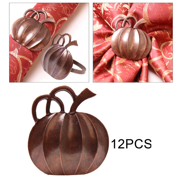 12x秋のナプキンリングテーブルデコレーション、家族の集まり、パーティー、感謝祭、ハロウィーンのためのカボチャディナーテーブルナプキンホルダ