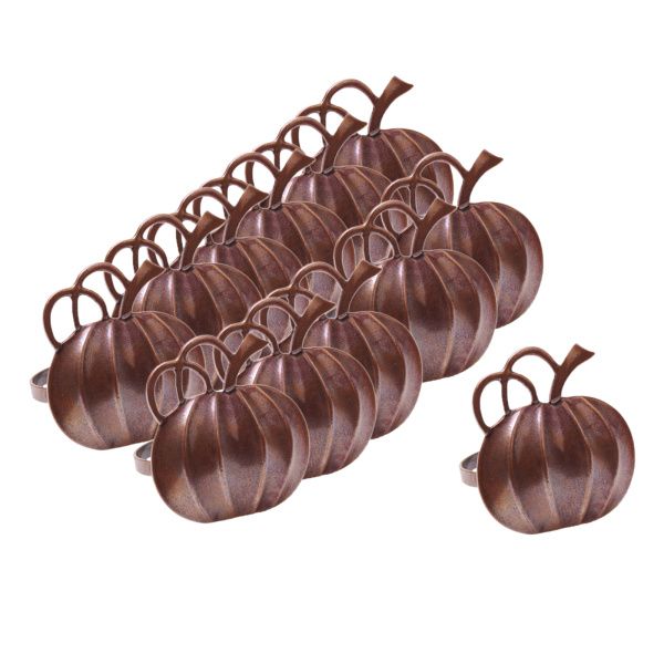 12x秋のナプキンリングテーブルデコレーション、家族の集まり、パーティー、感謝祭、ハロウィーンのためのカボチャディナーテーブルナプキンホルダ