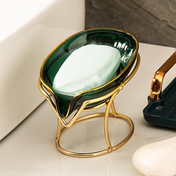 キッチン装飾グリーン用鉄スタンド排水トレイ付きバスルームソープディッシュ