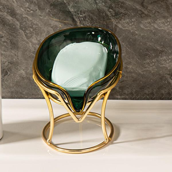 キッチン装飾グリーン用鉄スタンド排水トレイ付きバスルームソープディッシュ