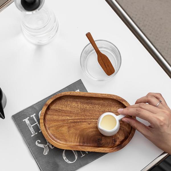 フルーツパンスナックプレート前菜用の楕円形アカシアウッドソリッドサービングトレイ