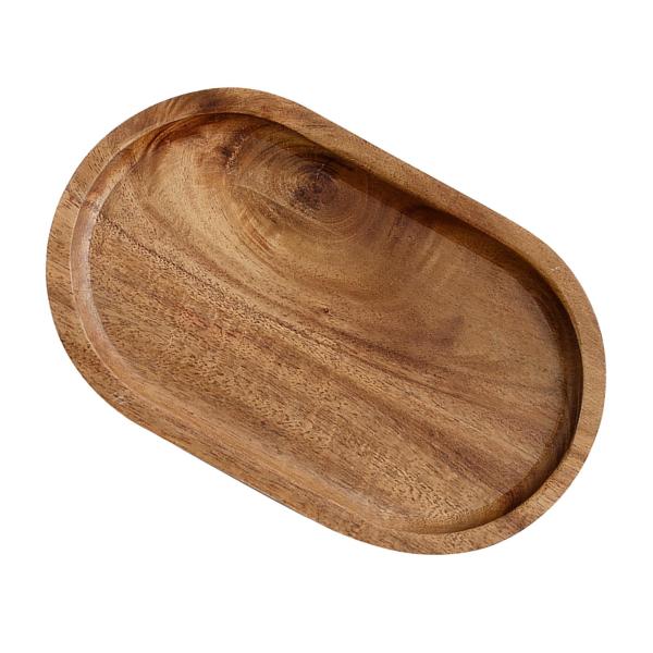フルーツパンスナックプレート前菜用の楕円形アカシアウッドソリッドサービングトレイ