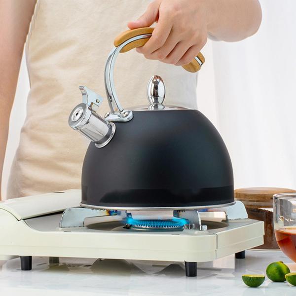 ガスストーブ誘導ホブキャンプ用3Lホイッスルティーケトルティーポットブラック