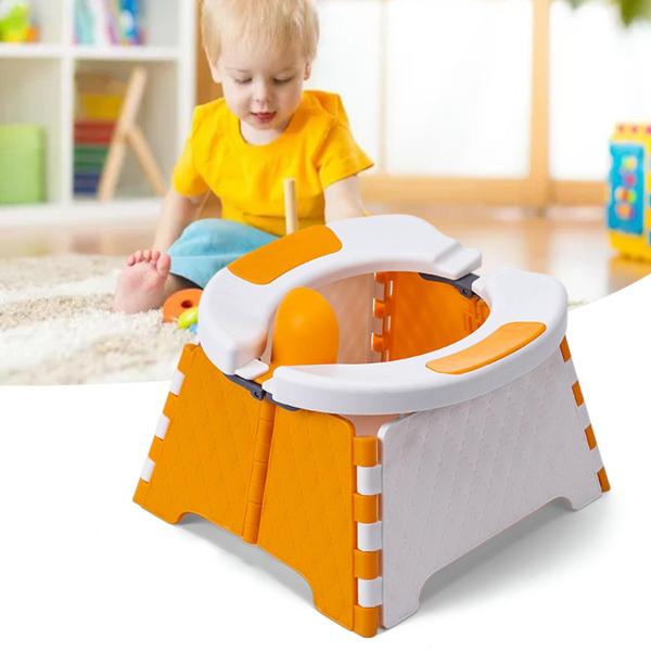 幼児屋内屋外オレンジのためのポータブル折りたたみ式トレーニングおまる