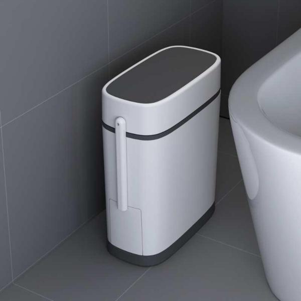 スリムなゴミ箱は、トイレのブラシで二重バレルすることができますごみ箱ごみ箱ごみ箱ホームバスルームの寝室のRVオフィス用のバケツ｜stk-shop｜02