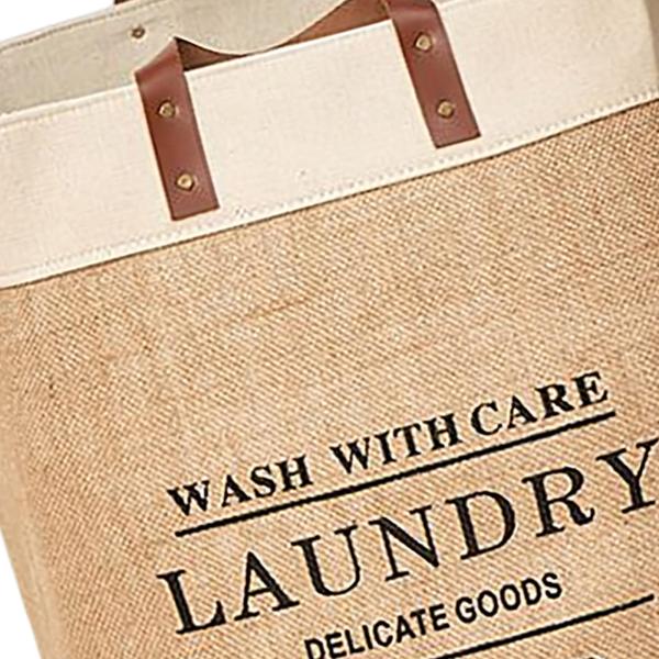 コットンリネン大型収納ビンランドリーバスケットハンドル付きレターのみ