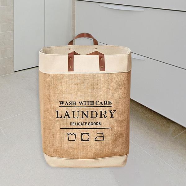 コットンリネン大型収納ビンランドリーバスケットハンドル付きレターのみ