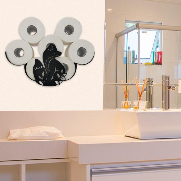 装飾のためにユニークな壁に取り付けられたトイレットペーパーホルダーブラックフォックスメタルアート