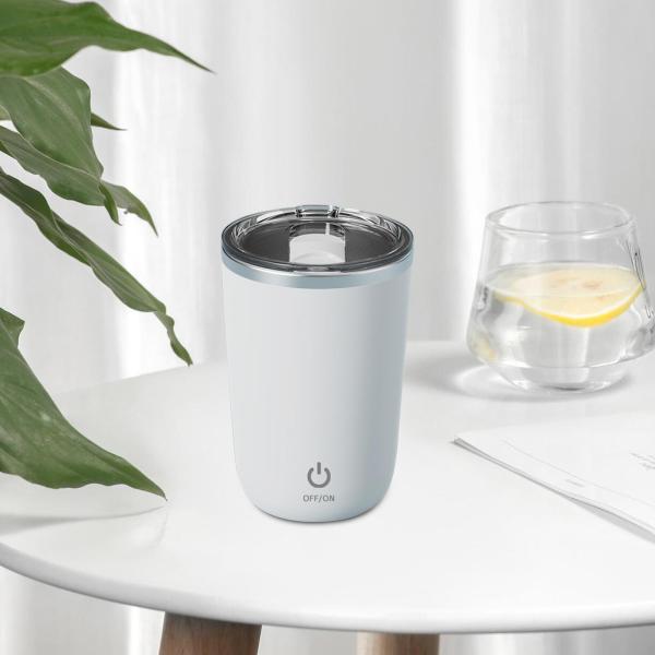 セルフスターリング磁気コーヒーマグ電気ミキシングカップオフィスホームジムホワイト