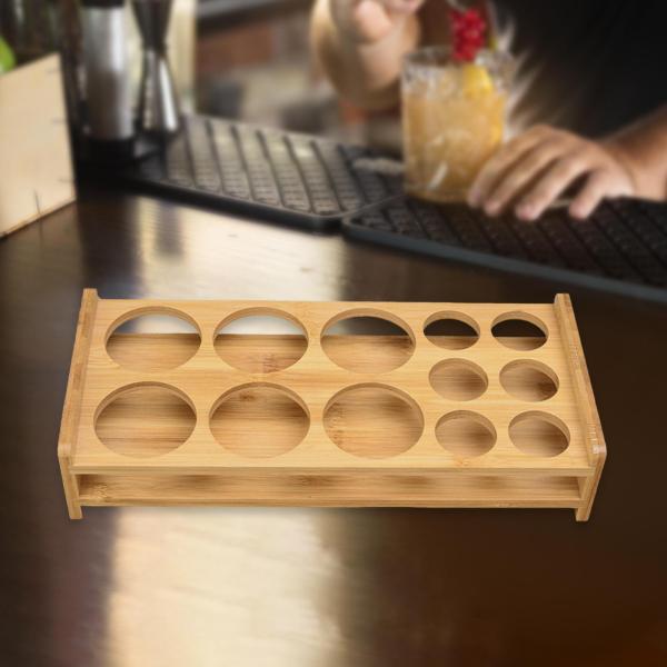木製ショットグラストレイホルダー ディスプレイラック ドリンクカップ収納ホルダー カップラックベース マグオーガナイザー キャビネット パー