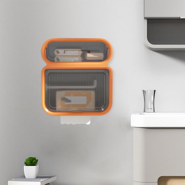 トイレット ペーパー ホルダー防水バスルーム アクセサリー二重層収納ボックス , 白