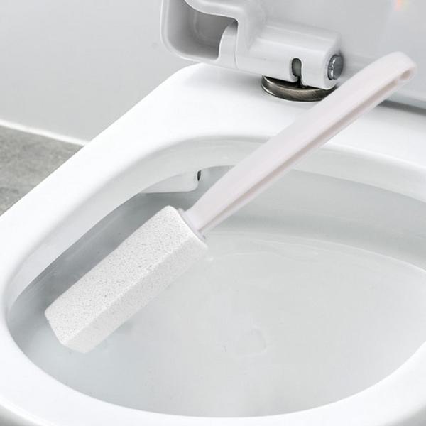 軽石 トイレブラシ 取っ手付き さび焼き フットケア プール ホワイト 20.5cm