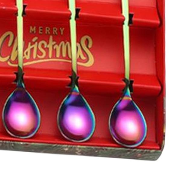 クリスマスをテーマにしたダイニングスプーン ティースプーン ペンダント付き 再利用可能 カラフル