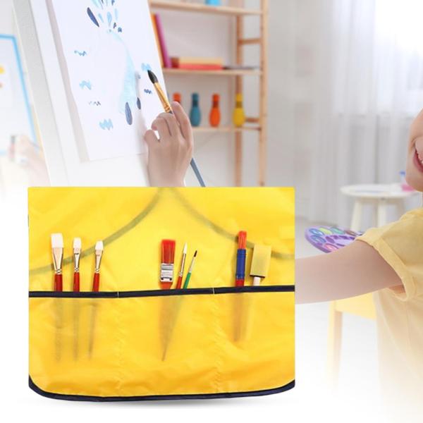 洗える子供用ベーキングスモック3ポケット付きベビー幼児幼児用イエローブラック