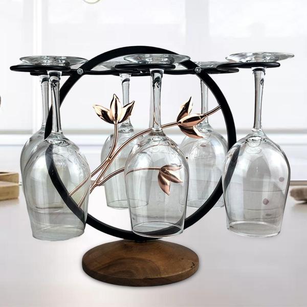 スタンディング ゴブレット ラック フック 6 個付き オーナメント スタイリッシュ