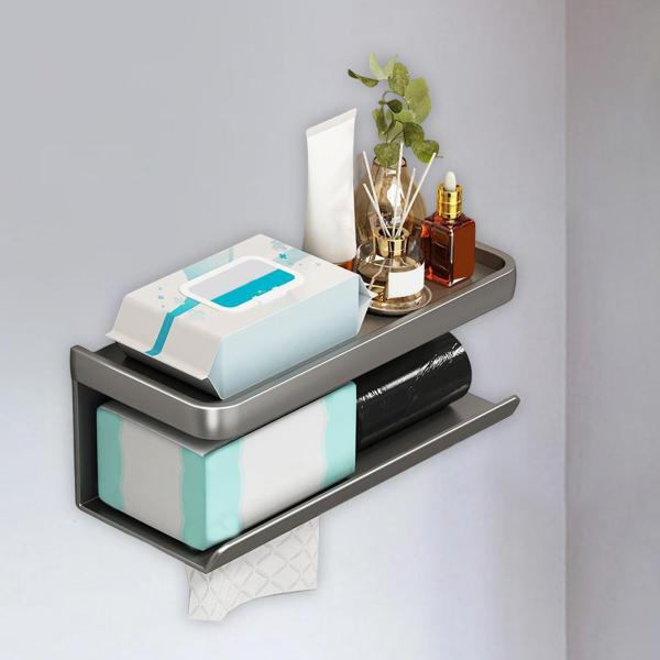 ティッシュ ペーパー オーガナイザー スタンド シェルフ付き 寮用のフラッシュ可能なストレージ ディスペンサー