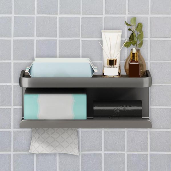 ティッシュ ペーパー オーガナイザー スタンド シェルフ付き 寮用のフラッシュ可能なストレージ ディスペンサー