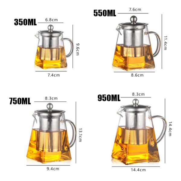 ストレーナー付きガラスティーポットティーメーカーポットジャグアイスティーバッグ用ホテル550ml