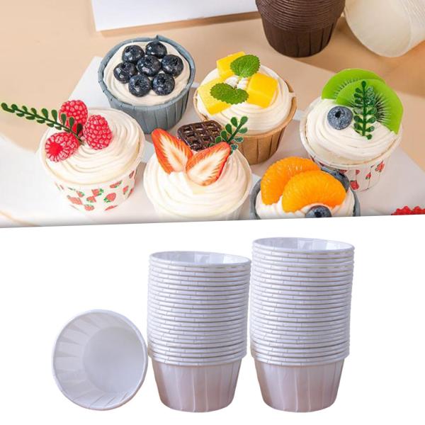 50ピース 耐油紙 カップケーキラッパー ベーキングカップ アクセサリー 耐久性 ホワイト