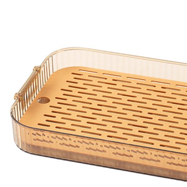 サービングトレイ 取っ手付き 水切りトレイ 食器 北欧風 キッチン用 Sサイズ ゴールド