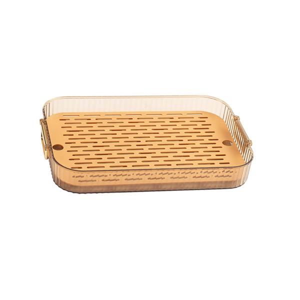 サービングトレイ 取っ手付き 水切りトレイ 食器 北欧風 キッチン用 Sサイズ ゴールド