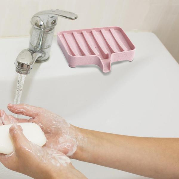 セルフドレンソープディッシュドレンシェルフ耐久性トイレカウンタートップバスタブ用ピンク