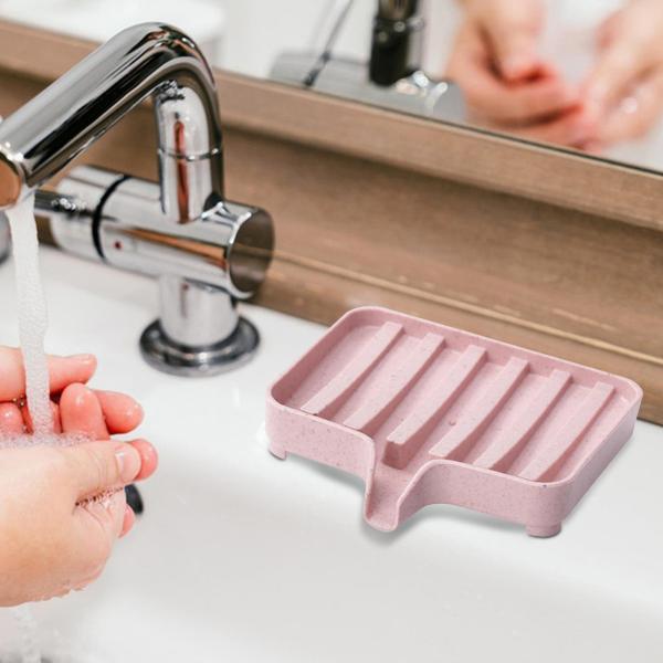 セルフドレンソープディッシュドレンシェルフ耐久性トイレカウンタートップバスタブ用ピンク