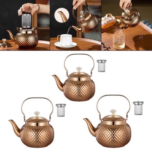 ピクニックギフト用のインフューザー付きコンロティーケトルステンレススチールティーポット1.2L