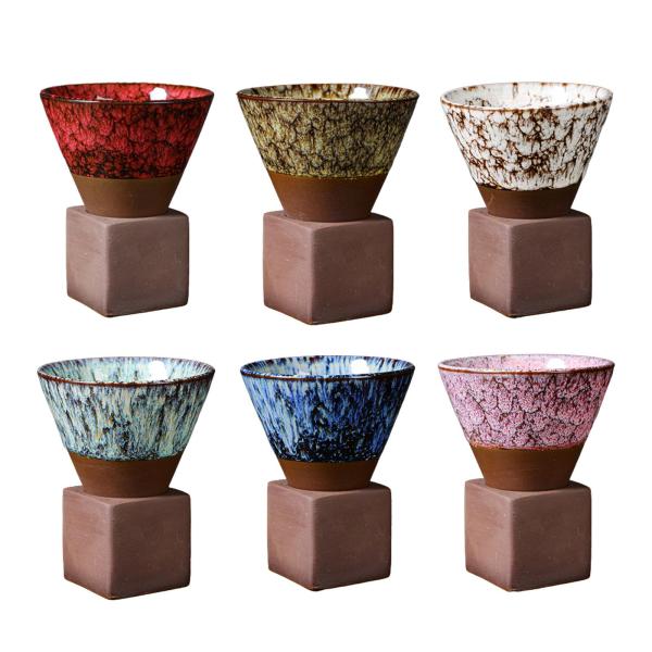 ラテプルフラワー磁器カップカンフーティーカップカフェレストラン用レッド
