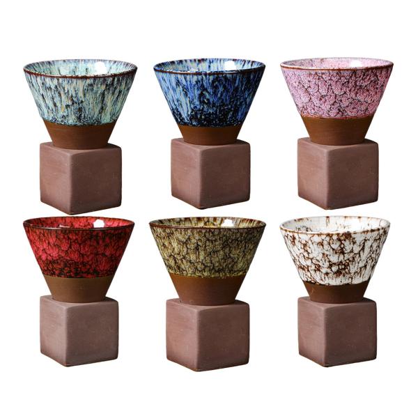 ラテプルフラワー磁器カップカンフーティーカップカフェレストラン用レッド