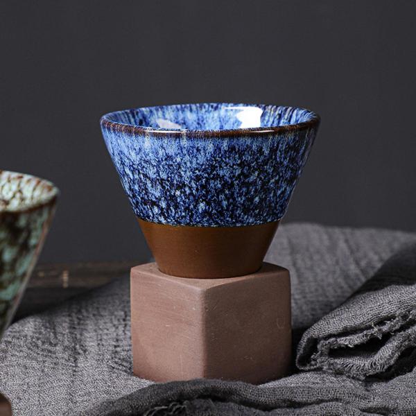 ラテプルフラワー磁器カップカンフーティーカップカフェレストラン用ブルー