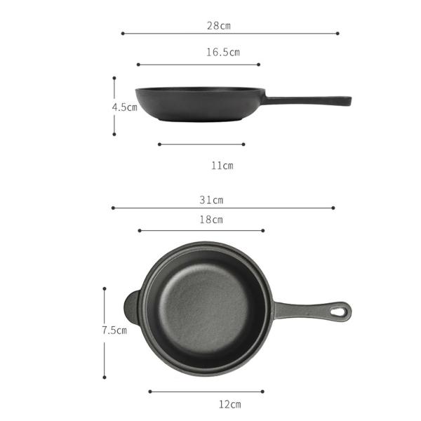 鋳鉄パンセット グリル調理鍋 スキレット蓋付き コンロトップ BBQ ステーキポット 高耐久 急速加熱フライパン キッチン調理器具 キッチン