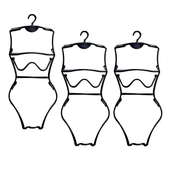 3x 水着ハンガー 水着ハンガー パジャマ トラベル ガーデン ドレス用 ブラック