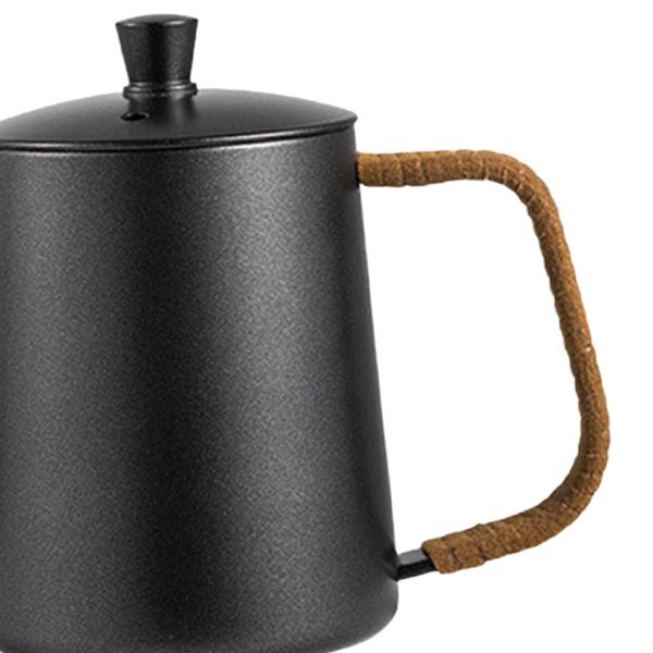 コーヒーポット ティーケトル 錆びグースネックケトル 家庭用 キャンプ アウトドア ポット 600ml ブラック