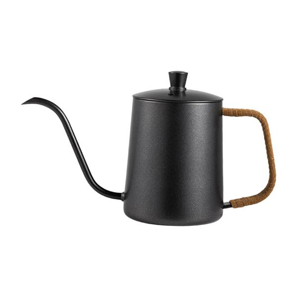 コーヒーポット ティーケトル 錆びグースネックケトル 家庭用 キャンプ アウトドア ポット 600ml ブラック