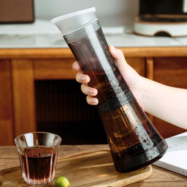水出しコーヒーメーカー、水出しコーヒーポット、1Lアイスティーブリューピッチャー大容量ティーインフューザーピッチャーコーヒー用アイスティーメ