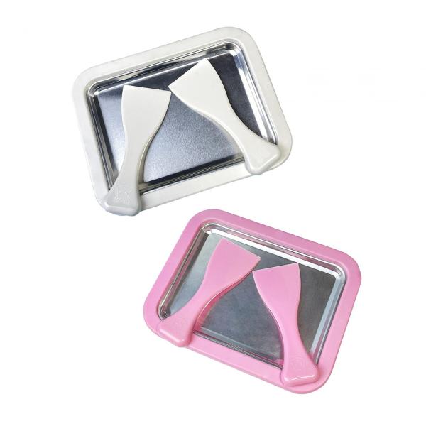 DIY アイスクリームメーカー ローラーパン 2 スクレーパー付き アルミニウム キッチン用品 家庭用 ホワイト