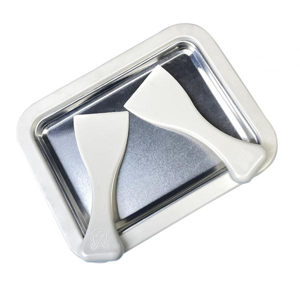 DIY アイスクリームメーカー ローラーパン 2 スクレーパー付き アルミニウム キッチン用品 家庭用 ホワイト